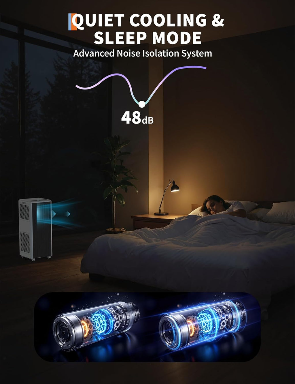 8,000 BTUs Portable Air Conditioner, 3-in-1 AC Unit with Fan, Dehumidifier, Air Conditioner for Bedroom Cools Rooms Up to 350 Sq.Ft, Indoor Quiet AC Unit, Easy Installation Kit Included, Grey