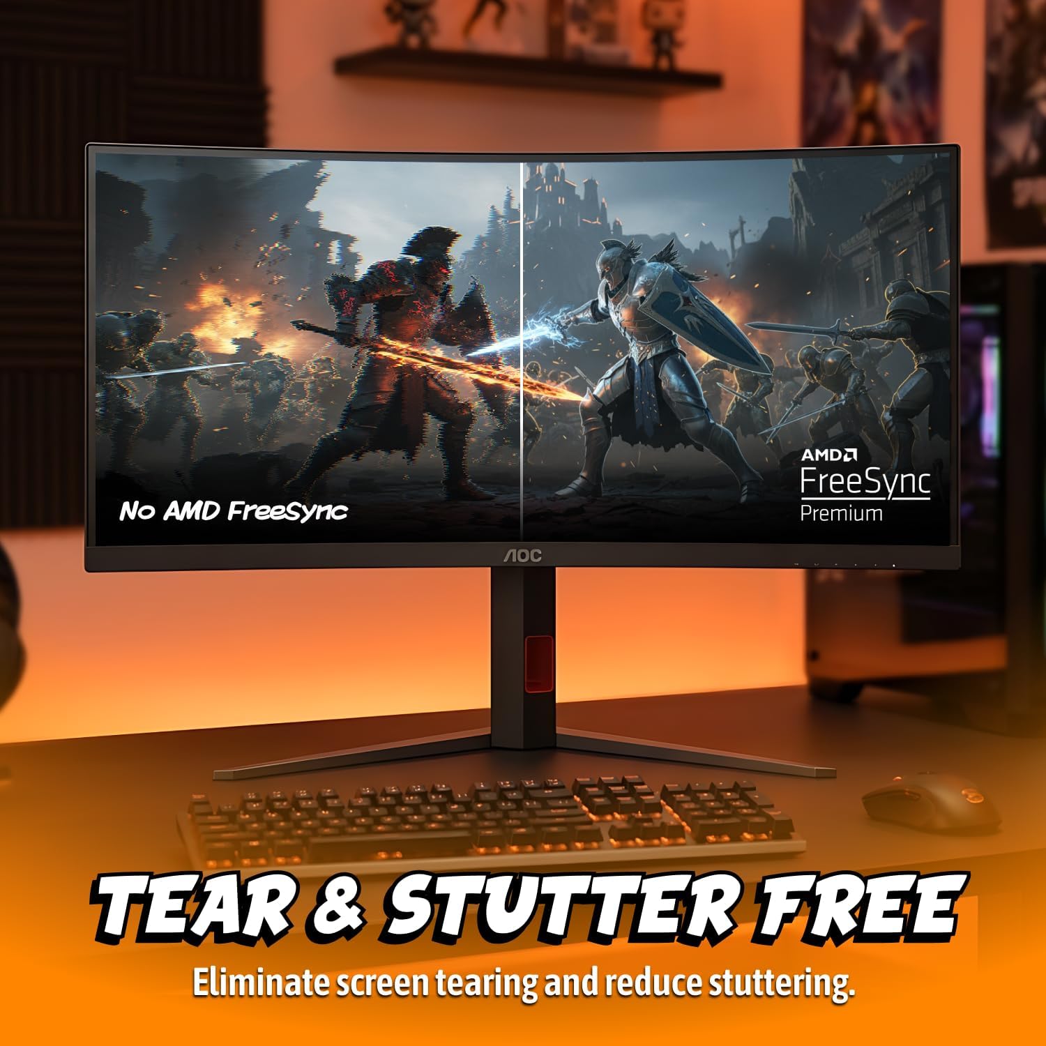 AOC CU34G4Z 34' Curved Ultrawide Gaming Monitor, UWQHD 3440 x1440 1500R 21:9, 240Hz 0.3ms MPRT, HDR 400, Display Port, HDMI, USB 3.2, AMD FreeSync Premium, Height Adjustable, 3-Year Zero-Bright-dot