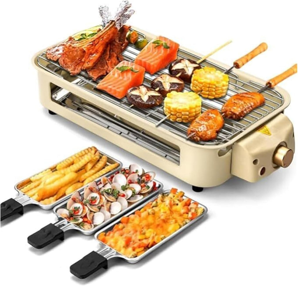 2-in-1 Electric Indoor Grill for Kitchen Use, Large Non-Stick Grill Pan with Removable Plates, Multi-Functional for Grilling, Baking, and Frying