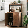 JOINICE Farmhouse Coffee Bar Cabinet with Storage,31.5' Kitchen Cabinet with Hooks and Charging Station,Coffee Station with Adjustable Shelf and Hutch,Sideboard for Living Dining Room