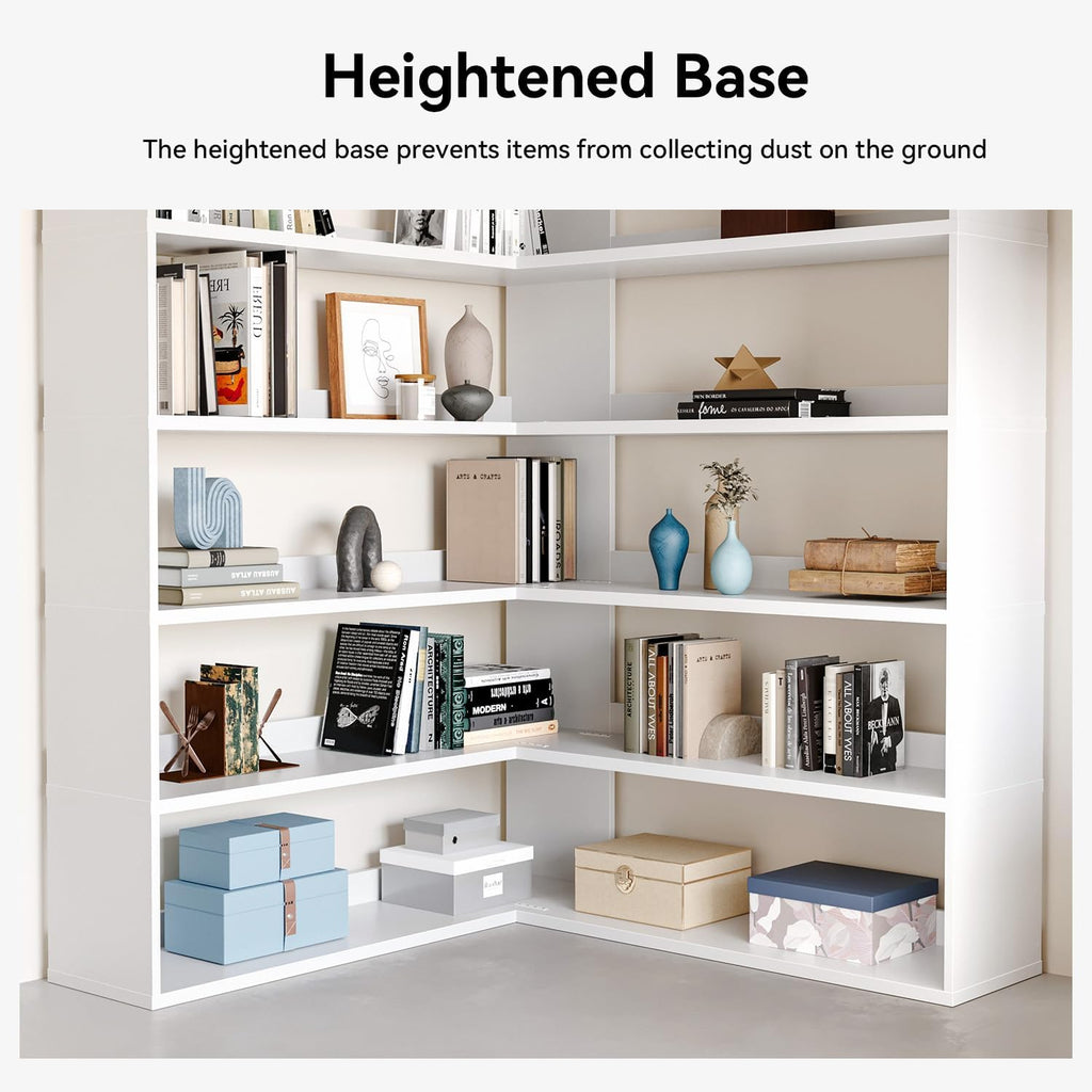 MXV 71.5' Tall L-Shaped Corner Bookshelf, 6-Tier 35.2' Wide Wooden Bookcase with Storage Organizer, Display Shelf for Home, Office, Living Room (35.2')