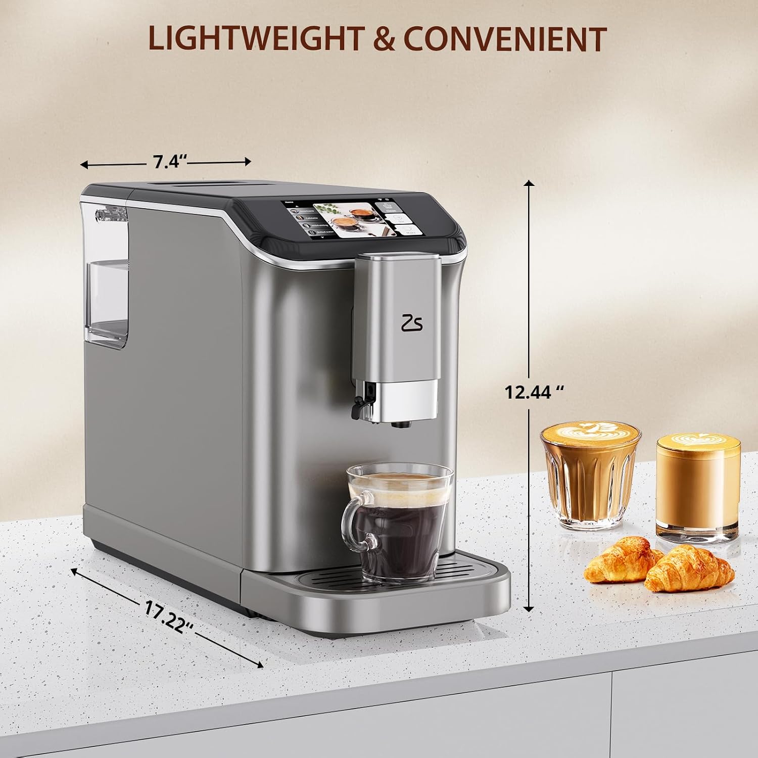 Fully Automatic Espresso Machine with Milk Frother, Built-In & Adjustable Espresso Bean Grinder, 1-15 Adjustable Grind Size Levels, 1.5L Water Tank, Auto-Cleaning, Cappuccino & Latte Machine for Home