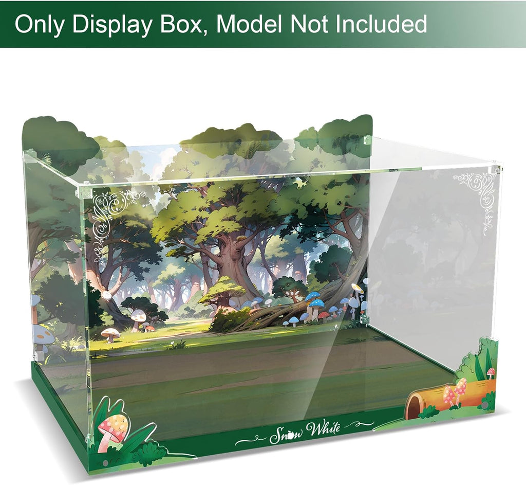 Acrylic Display Case for Lego Snow White and The Seven Dwarfs' Cottage Building Set - Display Box for Lego 43242 (Box Only, No Model) Clear Acrylic Plate with Base & HD Painted Background