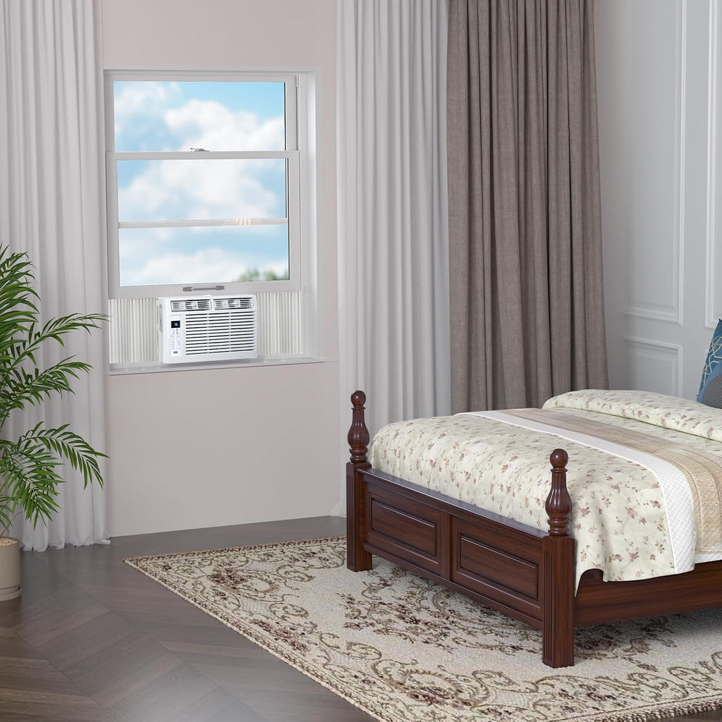 Electactic 6,000 BTU Window Air Conditioner, Window AC Unit with Cooling, Dry Function, 4 Fan Speeds, 24H Timer & Sleep Mode, Cools Up to 250 Sq.ft for Bedroom, Living Room, Office