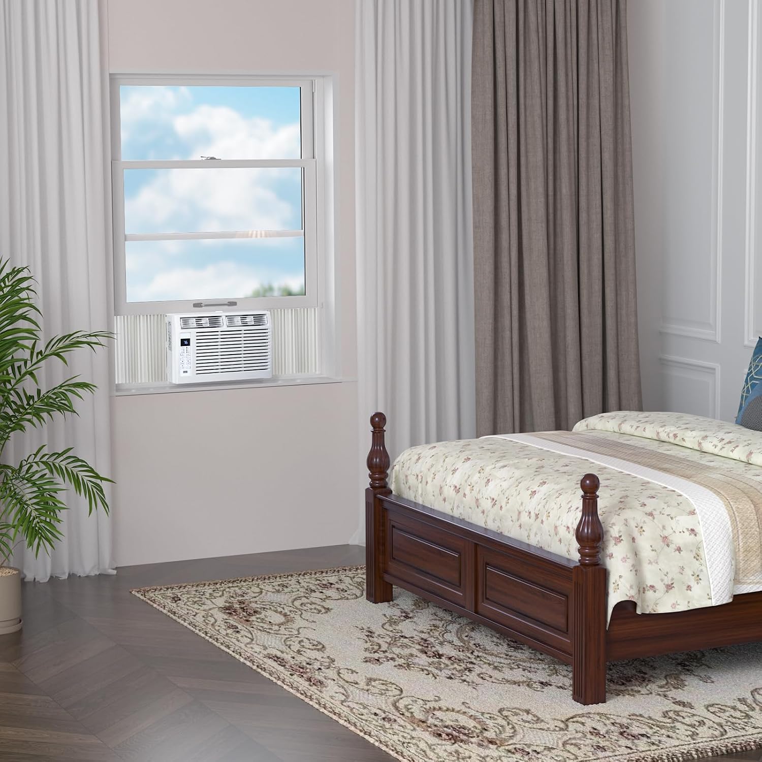 Electactic 6,000 BTU Window Air Conditioner, Window AC Unit with Cooling, Dry Function, 4 Fan Speeds, 24H Timer & Sleep Mode, Cools Up to 250 Sq.ft for Bedroom, Living Room, Office