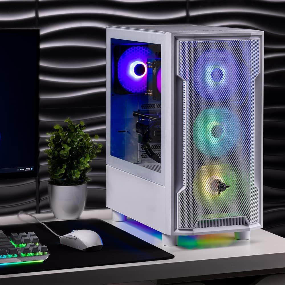 Skytech Gaming Archangel Desktop PC, Ryzen 7 5700 3.7 GHz (4.6GHz), AMD RX 9060XT 8GB, 1TB NVMe SSD, 32GB DDR4 RAM 3200, 650W Gold PSU, Wi-Fi, Win 11