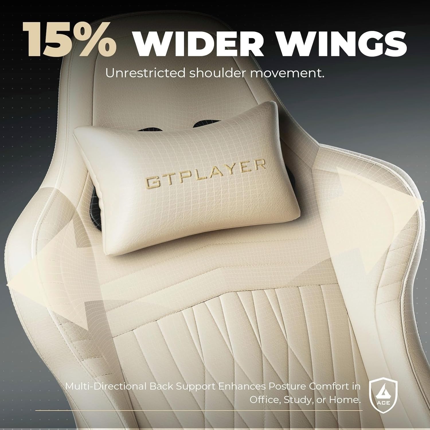 GTPLAYER ACE-PRO Music Gaming Chairs – Built-in Speakers, App Support & Bluetooth Control, Computer Game Chairs with Footrest for Adults, Ergonomic Reclining Silla, Linkage Armrest, Ivory