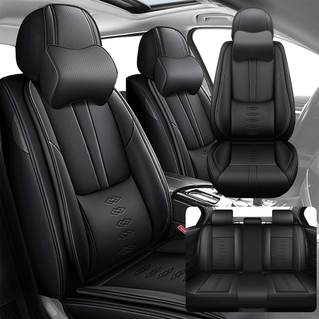 Car Seat Covers 5 Seats Fit for Mazda CX-30 2020-2024 2025,Waterproof Leather Seat Covers,Airbag Compatible,Car Seat Protectors Interior Sets(5PCS with Pillows,Black)