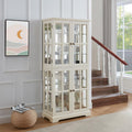Lighted Glass Curio Cabinet with Lights & Adjustable Shelves,Curio Display Cabinet with Wood Frame & Glass Door,Corner Antique Display Case for Kitchen,Living Room,Office