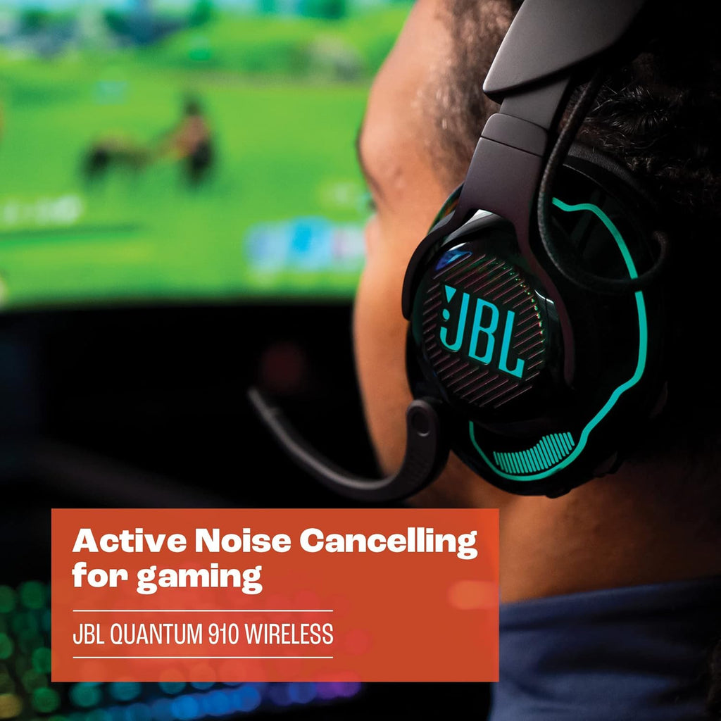 JBL Quantum 910 - Wireless Over-Ear Performance Gaming Headset with Head Tracking-Enhanced, Active Noise Cancelling and Bluetooth, JBL QuantumSPATIAL 360, Low Latency Wireless System (Black)