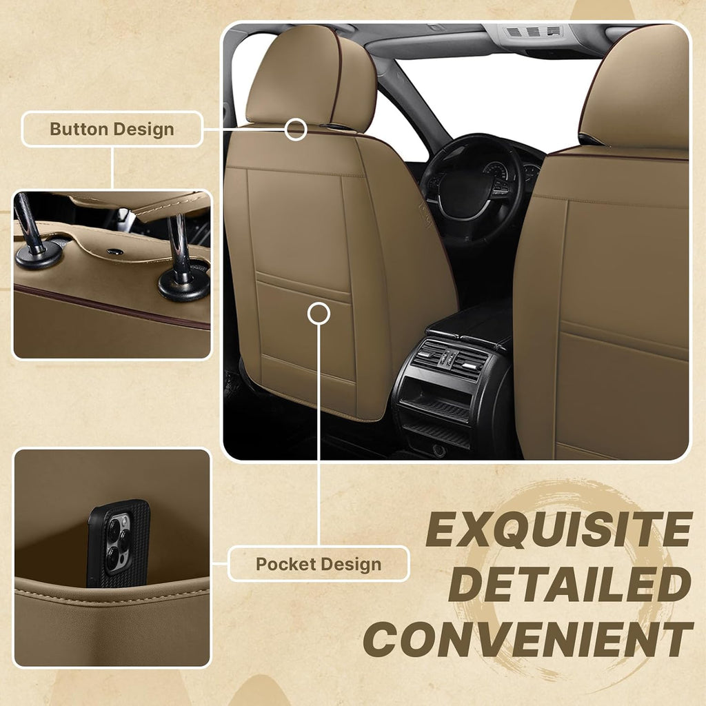 Fit for Chevy Silverado 1500/2500/3500 2007-2026 Seat Covers, Fashion Sport Seat Cover with Waterproof Leather, Airbag Safe Design Seat Protector (2 Front Seat Standard, Brown Coffee)