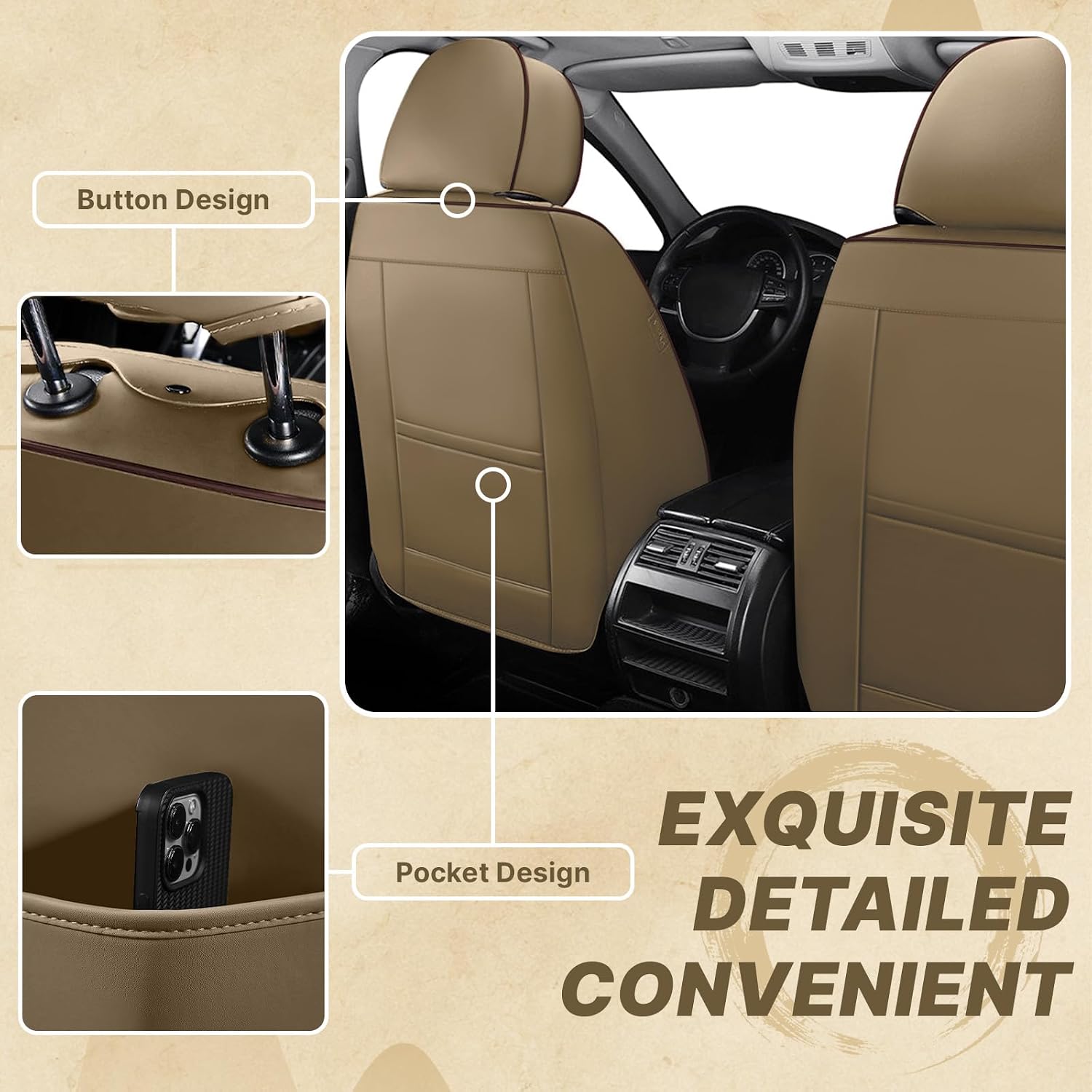 Fit for Chevy Silverado 1500/2500/3500 2007-2026 Seat Covers, Fashion Sport Seat Cover with Waterproof Leather, Airbag Safe Design Seat Protector (2 Front Seat Standard, Brown Coffee)