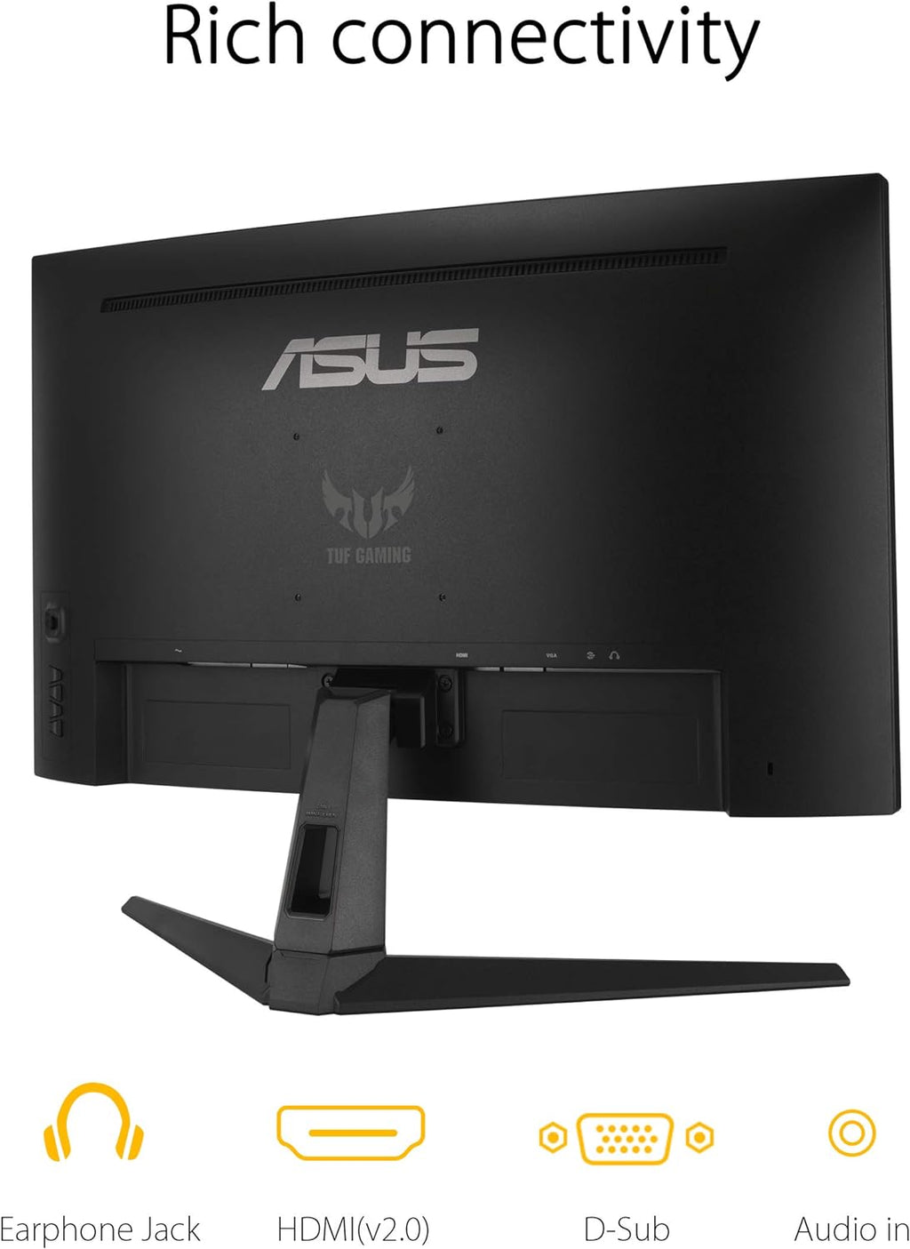 ASUS TUF Gaming VG27VH1B 27' Curved Monitor, 1080P Full HD, 165Hz (Supports 144Hz), Extreme Low Motion Blur, Adaptive-sync, FreeSync Premium, 1ms, Eye Care, HDMI D-Sub, Black