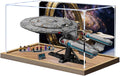 Acrylic Display Case for Lego 10356 Star Trek: Federation Starship Building Set– Dustproof Display Box & Showcase, Display Box Compatible with Lego 10356-Only Display case (Back Spray Wood Base 2)