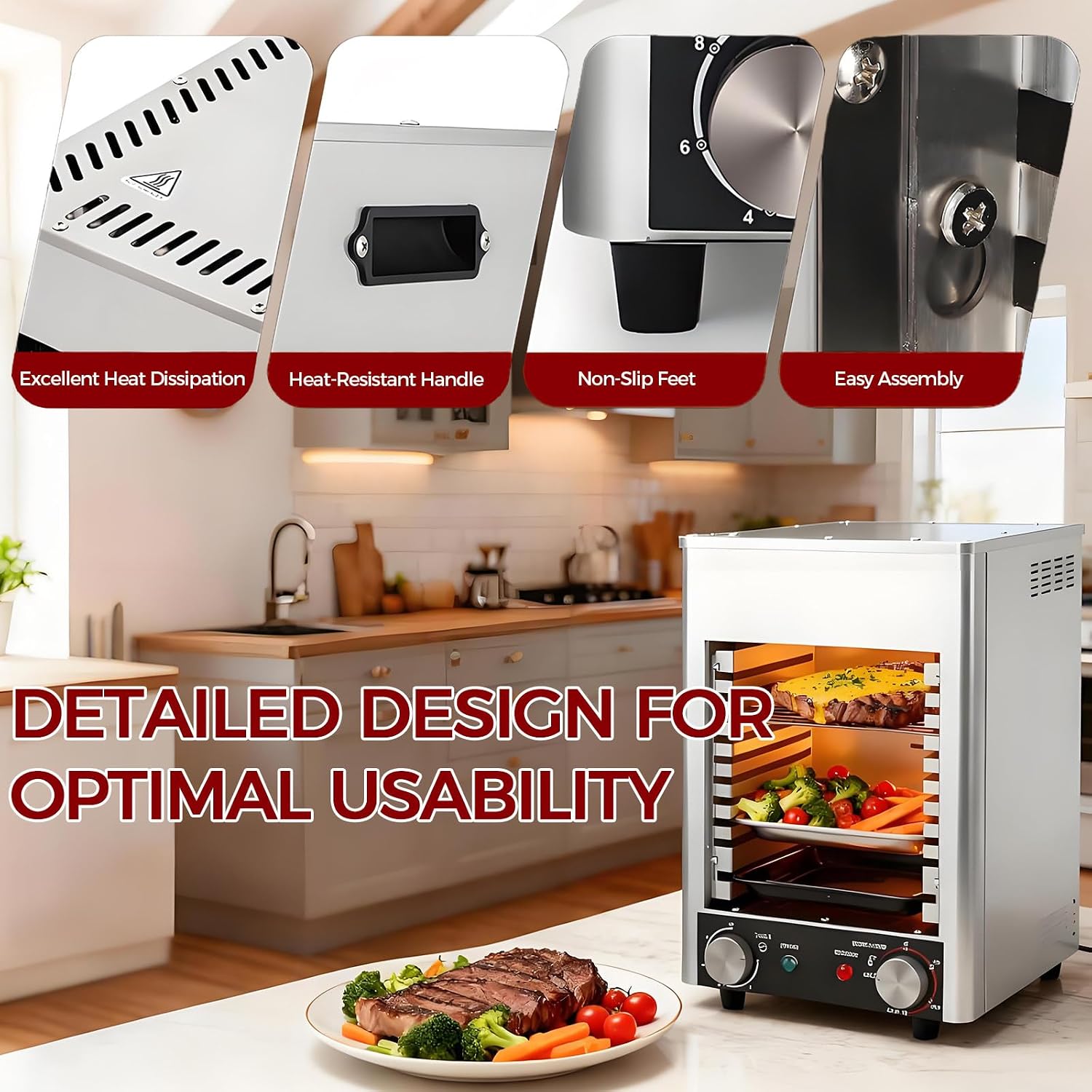 BANGBANGJI 1700W Electric Infrared Grill, Indoor Commercial Grill Oven, Time Temperature Adjustable, Perfect for Professional & Home Cooking Needs