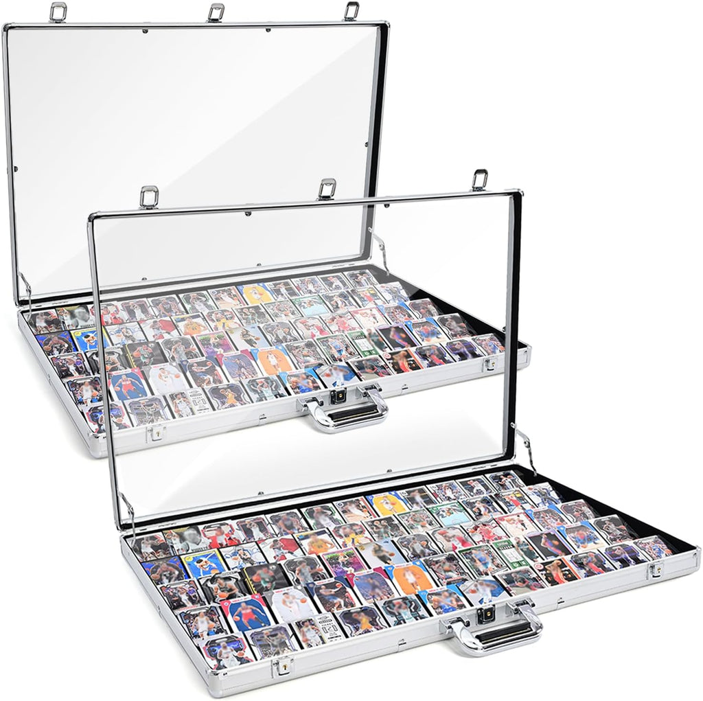 2 Pcs Trade Show Display Case – 34'x22' Large Aluminum Locking Tabletop Showcase for Trading Cards, Sports Cards, TCG, Jewelry – Lightweight & Portable for Exhibitions, Conventions, and Collectibles