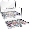 2 Pcs Trade Show Display Case – 34'x22' Large Aluminum Locking Tabletop Showcase for Trading Cards, Sports Cards, TCG, Jewelry – Lightweight & Portable for Exhibitions, Conventions, and Collectibles