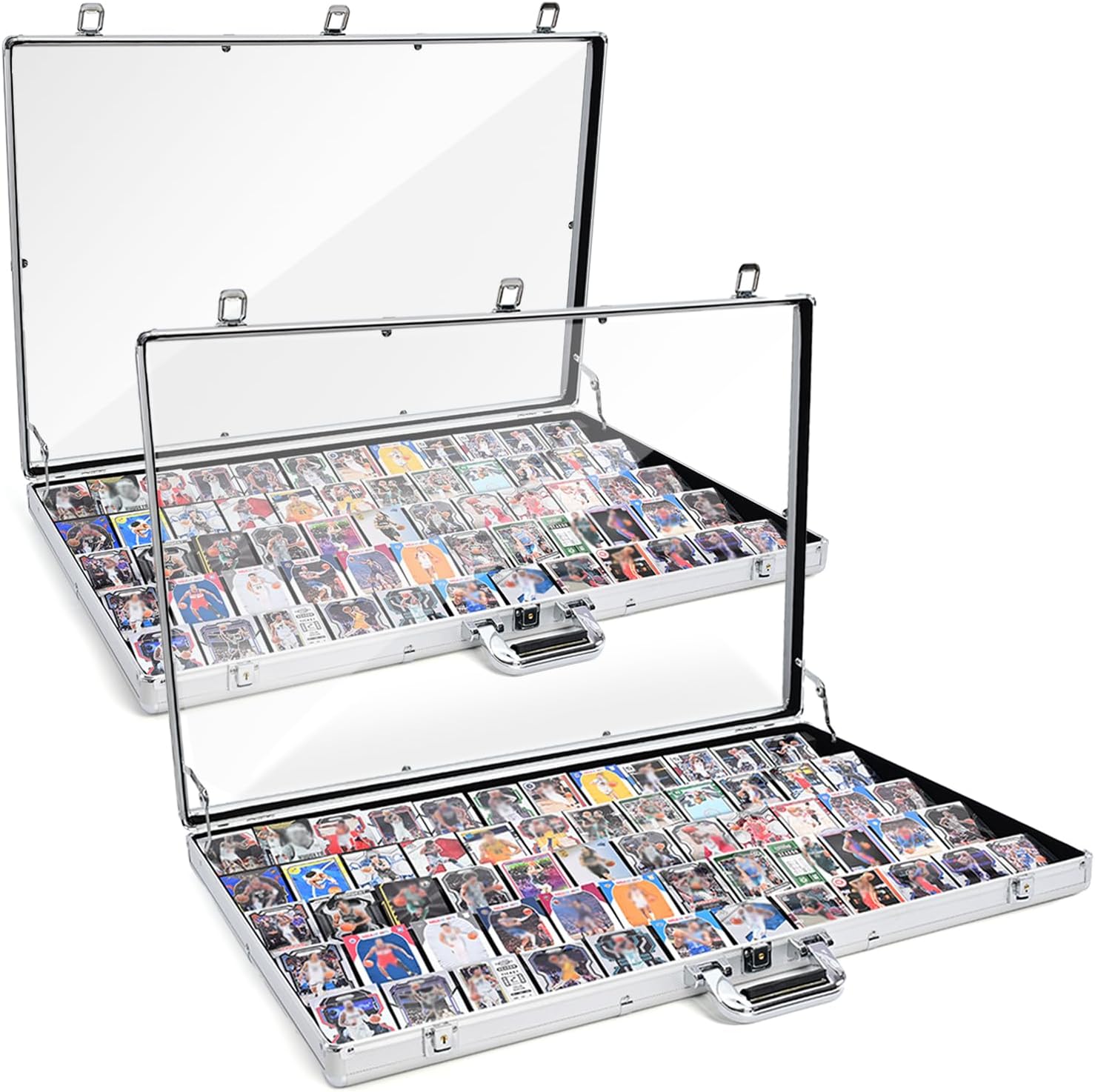 2 Pcs Trade Show Display Case – 34'x22' Large Aluminum Locking Tabletop Showcase for Trading Cards, Sports Cards, TCG, Jewelry – Lightweight & Portable for Exhibitions, Conventions, and Collectibles