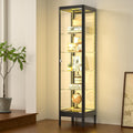 5-Tier Glass Display Cabinet with 13 Color LED Lights & Lock, 63' Curio Cabinet with Glass Doors & Adjustable Shelves, Lighted Display Case for Collectibles Figures Trophy - Black