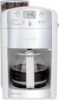 Capresso CoffeeTEAM GS 10-Cup Coffee Maker with Conical Burr Grinder, Glass Carafe 464.02 White