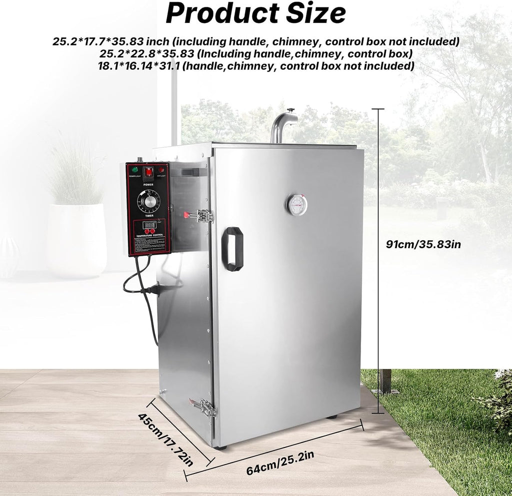 HAKKA Commercial Vertical Electric Smoke Oven for BBQ Grill Smoker 4 Rack 1000W Outdoor Indoor Home Cooking Pastrami, Sausage, Bacon, Smoked Chicken, Smoked Pork (DSH-S20B)