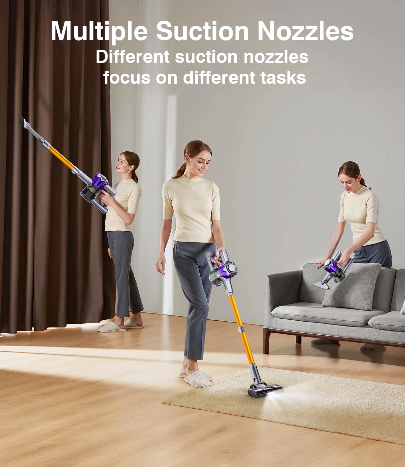 MBYULO Cordless Vacuum Cleaner, 450W 50Kpa Powerful Stick Vacuum, Up to 70Mins Rechargeable Battery, Vacuum Cleaners for Home Anti-Tangled Lightweight Handheld for Hardwood Floor, Carpets, Pet Hair