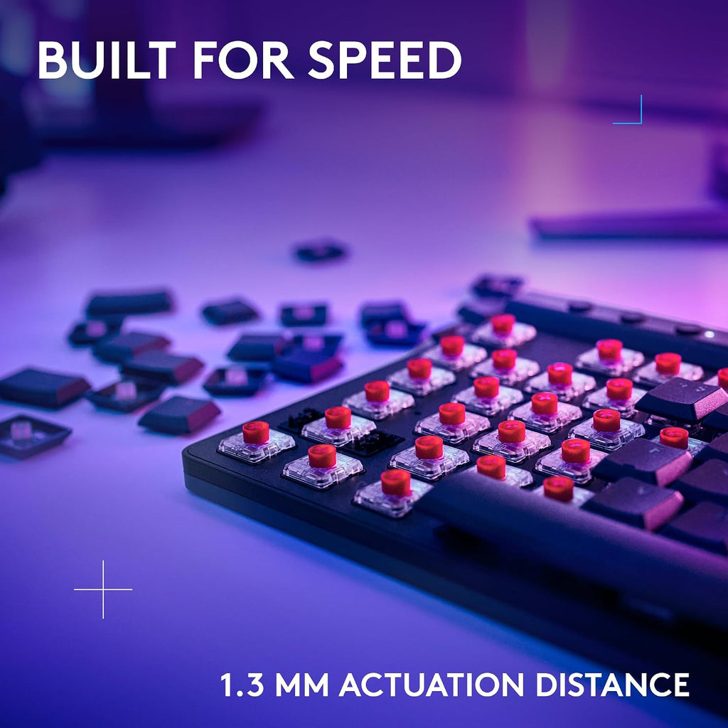 Logitech G515 Lightspeed TKL Low Profile Wireless Gaming Keyboard, LIGHTSYNC RGB, Thin Tenkeyless Design, Double-Shot PBT Keycaps, Linear (Red) Mechanical Switches - Black
