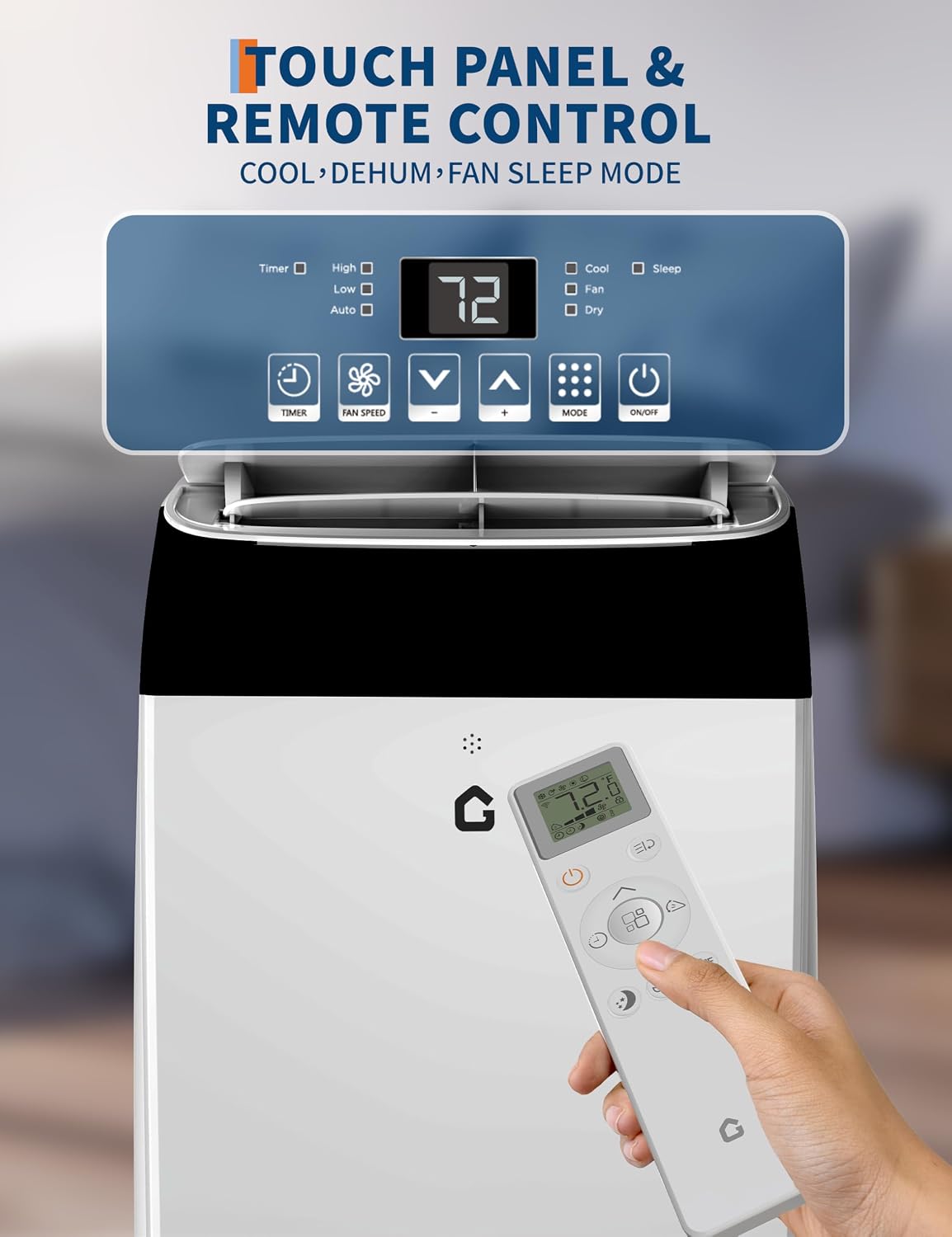 14000 BTU Room Air Conditioners with Remote Control, 3-in-1 Free Portable AC Unit with Fan & Dehumidifier, Cools Room up to 750 sq.ft, Smart/Sleep Mode,3 Speed,Auto Swing,24H Timer