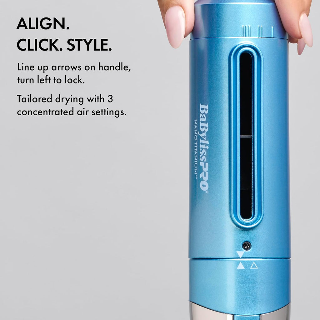 BaBylissPRO StyleSwitch Ionic Multi-Styler, Air Styler and Hair Dryer, Lightweight Hot Air Brush with 5 Attachments, Automatic Dual Voltage