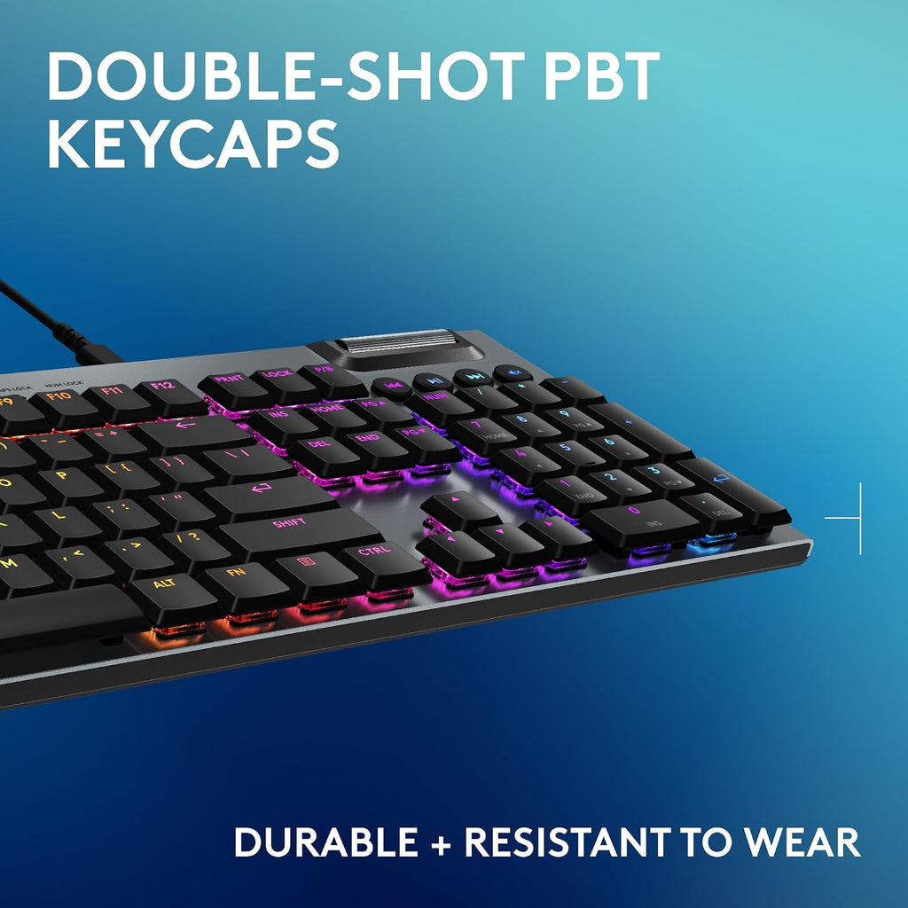 Logitech G915 X Low-Profile Wired Mechanical Gaming Keyboard, Double-Shot PBT Keycaps, Fully Programmable Keys, RGB Lighting, Aluminum Finish, GL Red Linear Switches - PC/Mac