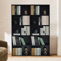 5-Tier Open Bookshelves and Bookcases Set of 2, Farmhouse Bookshelf with Display Storage Shelves, Wooden Bookcase for Living Room, Home Office, Bedroom, Black