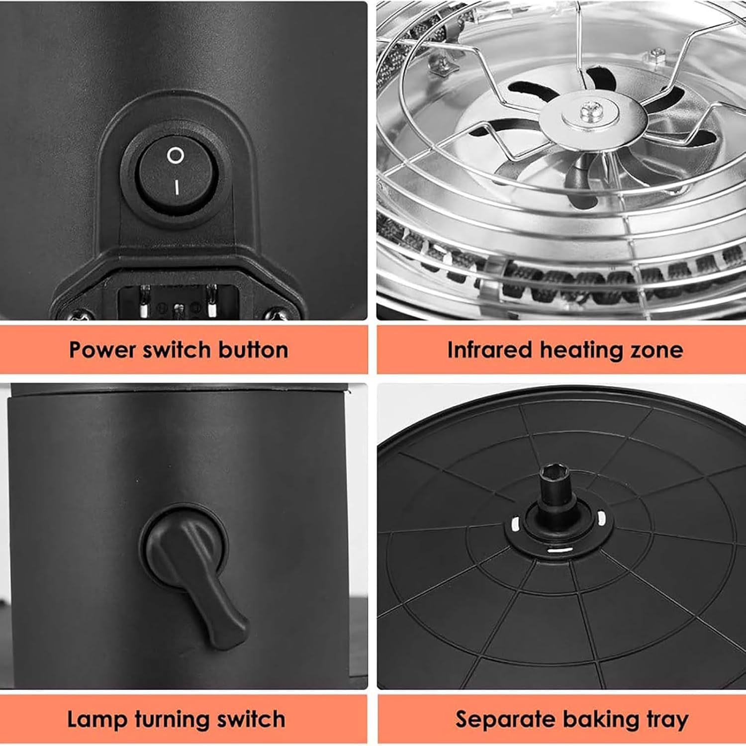 Electric Grill, Electric Smokeless Indoor Grill Machine, 1~80 Minutes/80-280°C Adjustable/360° Automatic Rotation and Non-Stick, for Restaurants, Stalls