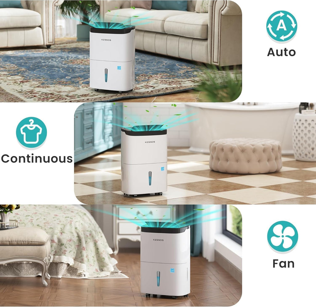 Kesnos 80 Pints 2025 Energy Star Dehumidifier for Home & Basement with Drain Hose, Ideal for Large Spaces up to 5,500 Sq. Ft., Featuring Auto Defrost & Self-Drying Function
