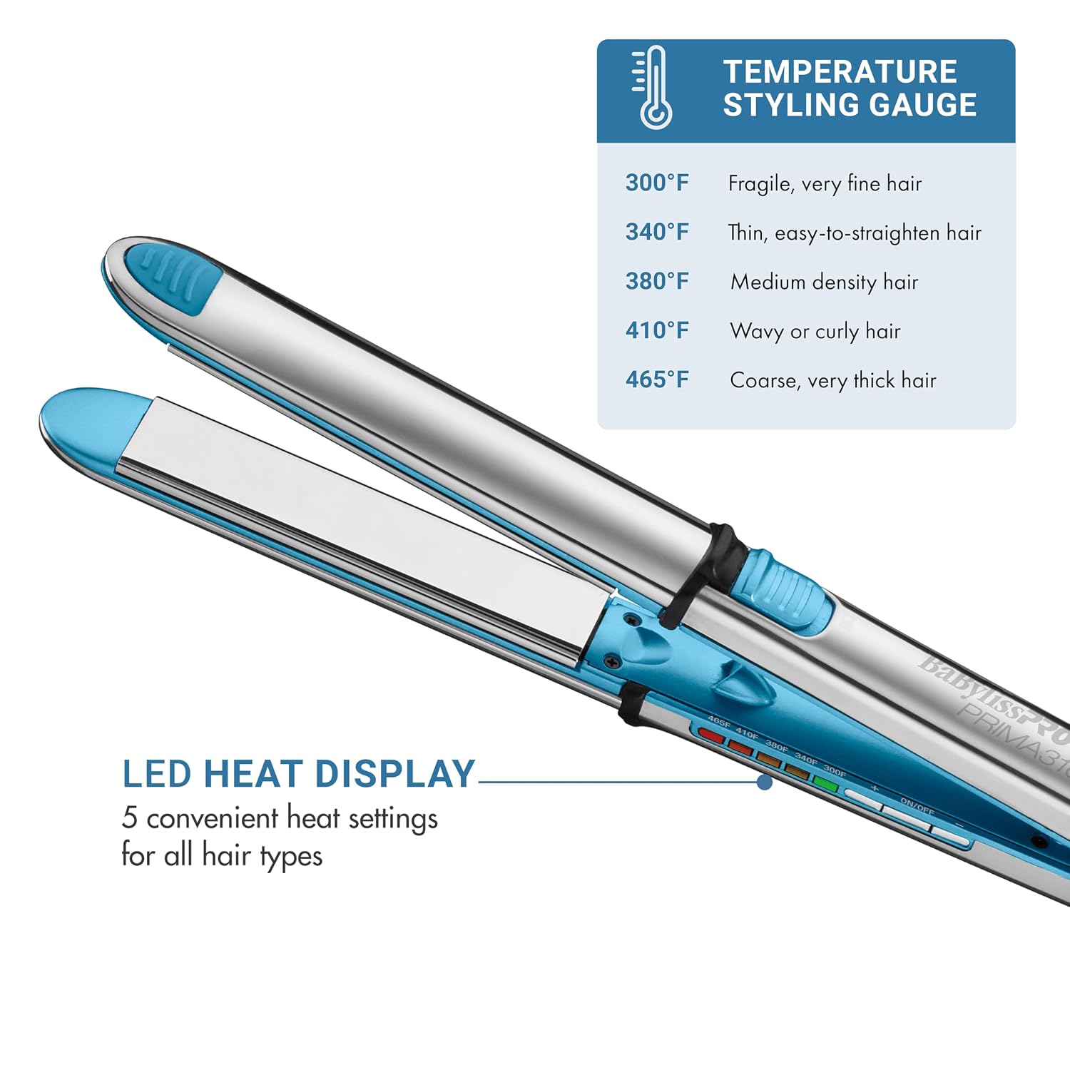 BaBylissPRO Nano Titanium Prima Ionic Hair Straightener – Professional Flat Iron & Curling Iron in One for Stylists, Pro Styling Hair Tool