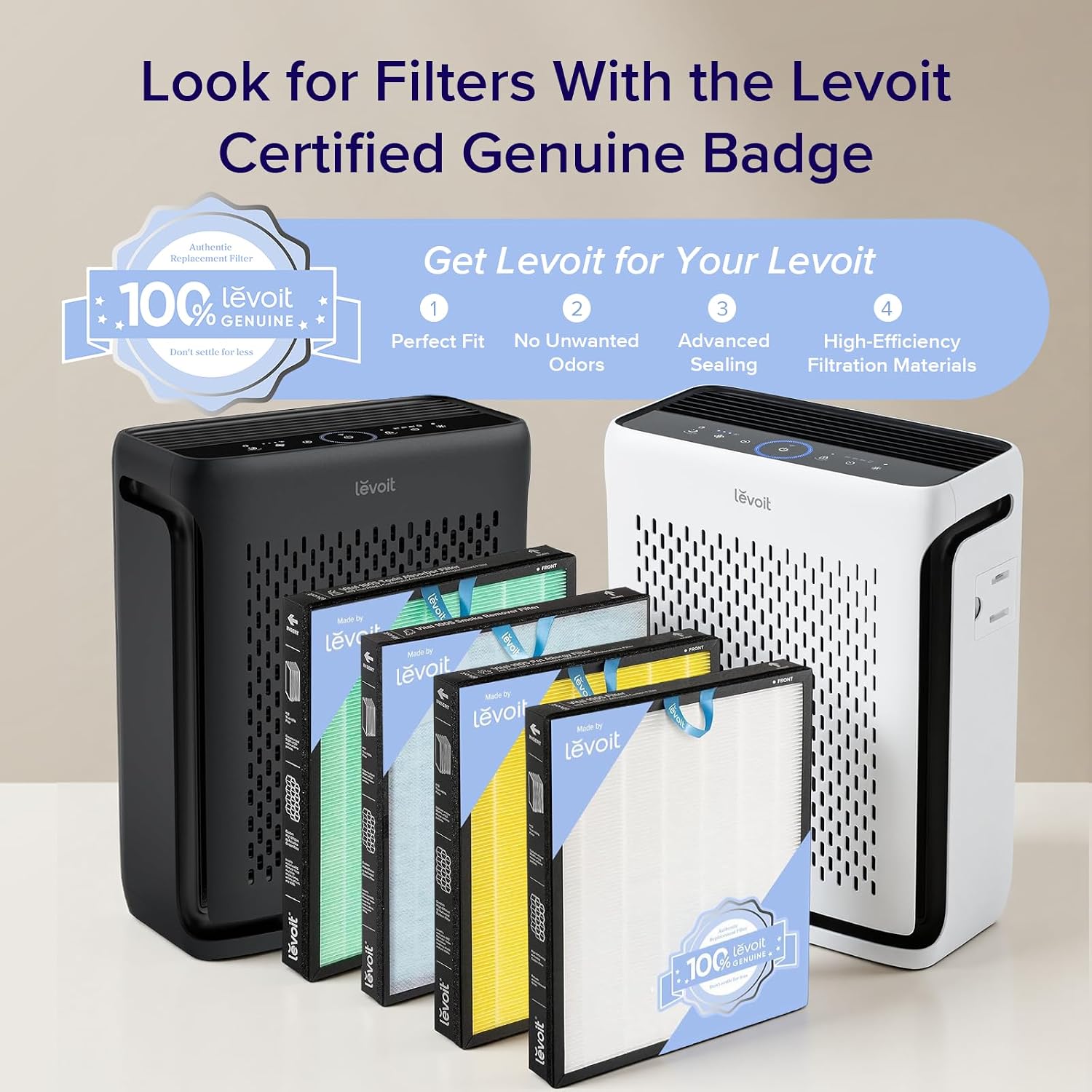LEVOIT Air Purifier for Home Large Room Up to 1073Ft² with Air Quality Monitor, AHAM VERIFIDE, Smart WiFi, Washable Pre-Filter, HEPA Sleep Mode for Pets, Allergies, Dust, Pollen, Vital 100S-P, Black
