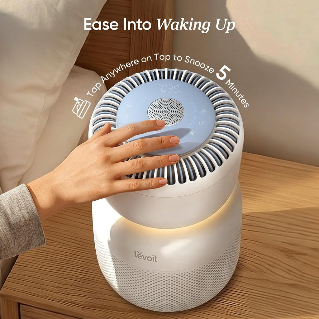LEVOIT Air Purifier for Home Bedroom with HEPA Filter, White Noise Sound Machine and Blue Light-Safe Night Light Support Better Sleep, AHAM VERIFIDE, 5 Air Quality Monitor, Smart WiFi, Sprout