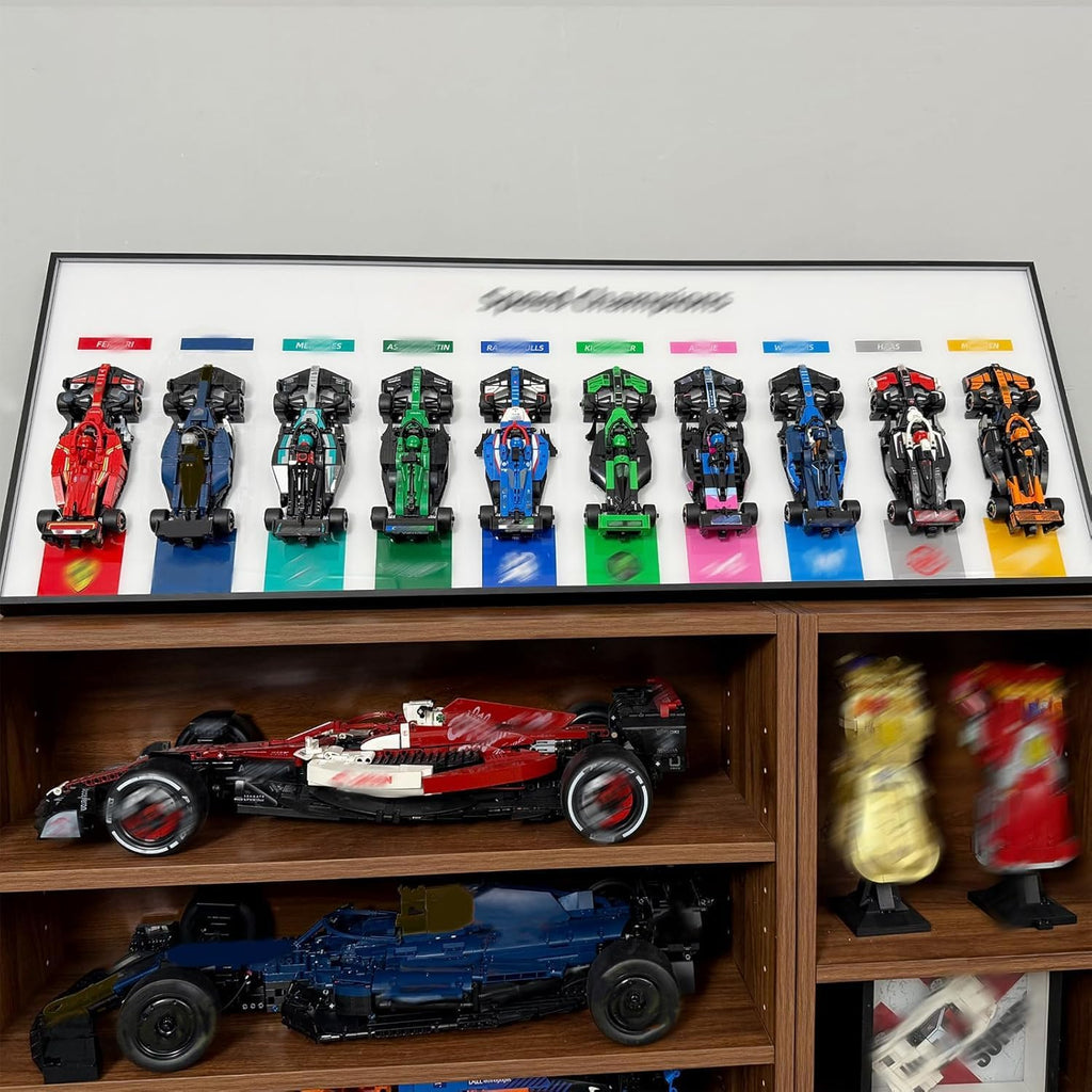 WETCEAOM Display Wallboard Compatible with Lego Speed Champions 10-Car 66802 Display Frame Wall Mount(with Hook), Wall Art- Ideal Compatible with Lego Car Wall Mount Display (Model Not Included!)