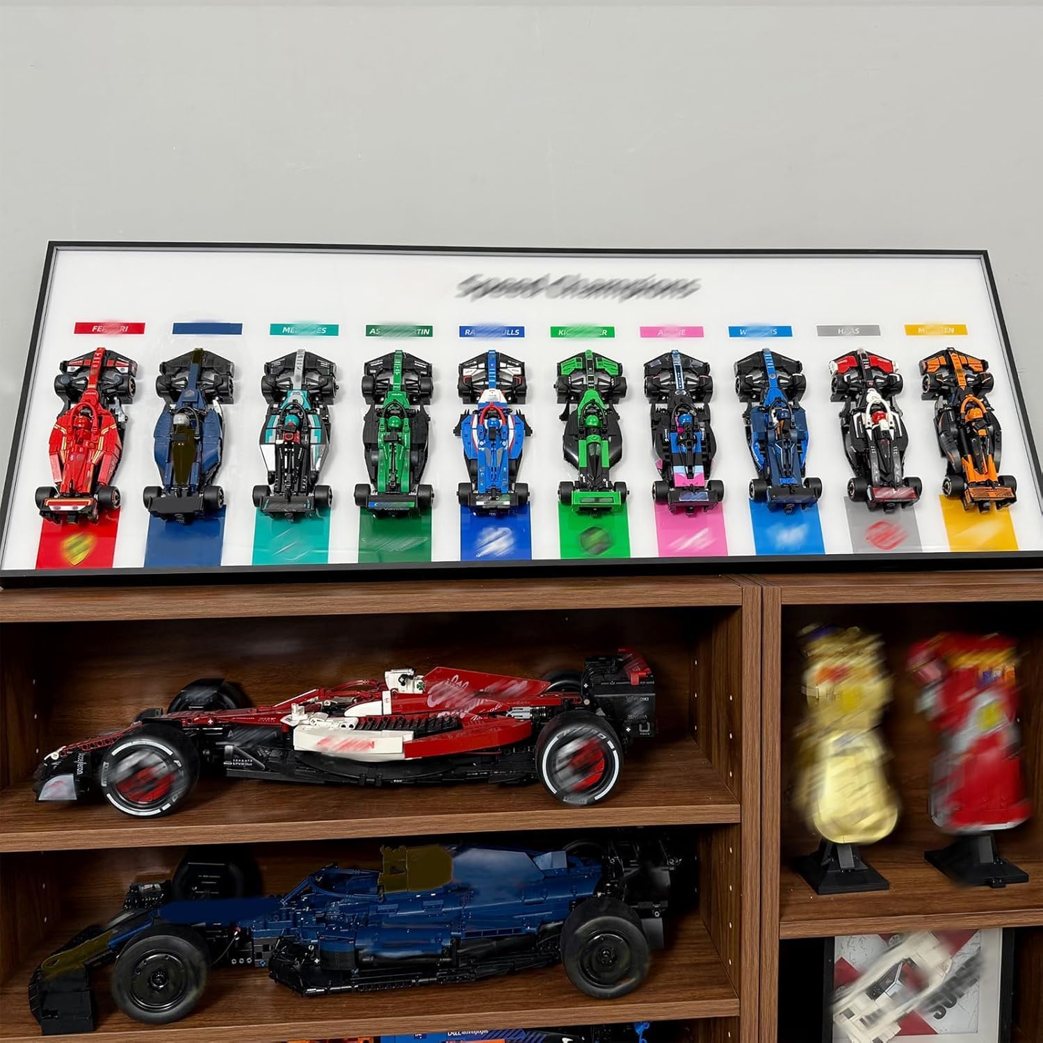 WETCEAOM Display Wallboard Compatible with Lego Speed Champions 10-Car 66802 Display Frame Wall Mount(with Hook), Wall Art- Ideal Compatible with Lego Car Wall Mount Display (Model Not Included!)
