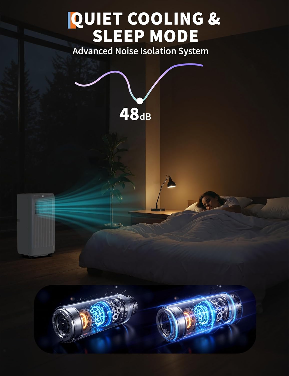 GarveeTech 8,000 BTUs Portable Air Conditioner, 3 in-1 Quiet Room AC, High Efficiency, Portable AC Unit With Fast Cooling/Energy Saving/Remote Control 24H Timer, Cools Up to 350 Sq. Ft.
