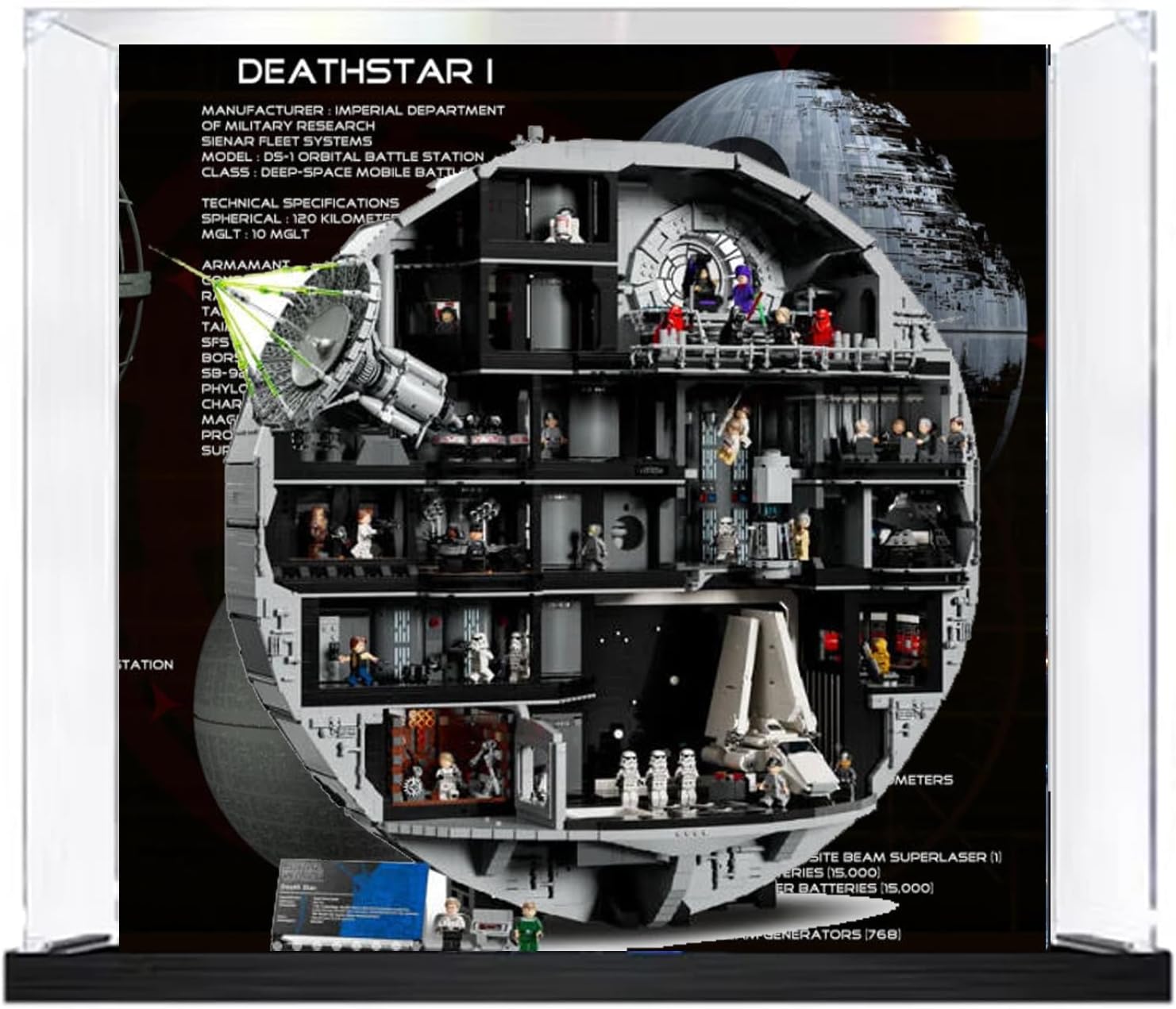 Acrylic Display Case for Lego 75419 Death Star , Dustproof Display Box Showcase ,Gifts for Lego Lovers,Customizable(Model Kit Not Included) (Background 2)