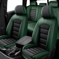 5 Seat Covers for Infiniti G35 2003-2010 Leather Car Seat Covers Waterproof Soft Car Seat Protectors Comfort Premium Automotive Seat Covers with Airbag（Standard,Black+Green）