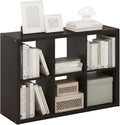 Furinno Cubicle Book Shelf, 6-Cube Bookshelf, Extra Thick Frame Horizontally & Vertically Reversible Bookcase with Open Back, 14.6' x 44' x 30', for Living Room, Bedroom, Home Office, Black Dark Oak