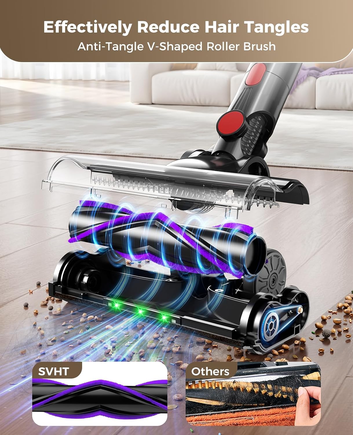Cordless Vacuum Cleaner, 450W 40KPA Vacuum Cleaners for Home, 45 Mins Lightweight Stick Vacuum Cordless with LED Display, Rechargeable Battery Vacuum for Carpet,Pet Hair,Hardwood Floor