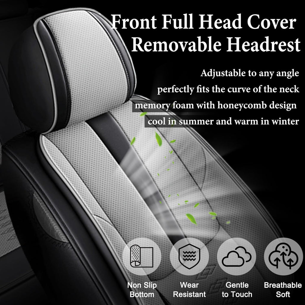 Car Seat Covers 2 Seats Fit for Mazda CX-30 2020-2024 2025,Waterproof Leather Seat Covers,Airbag Compatible,Car Seat Protectors Interior Sets(2PCS with Pillows,Black&Grey)