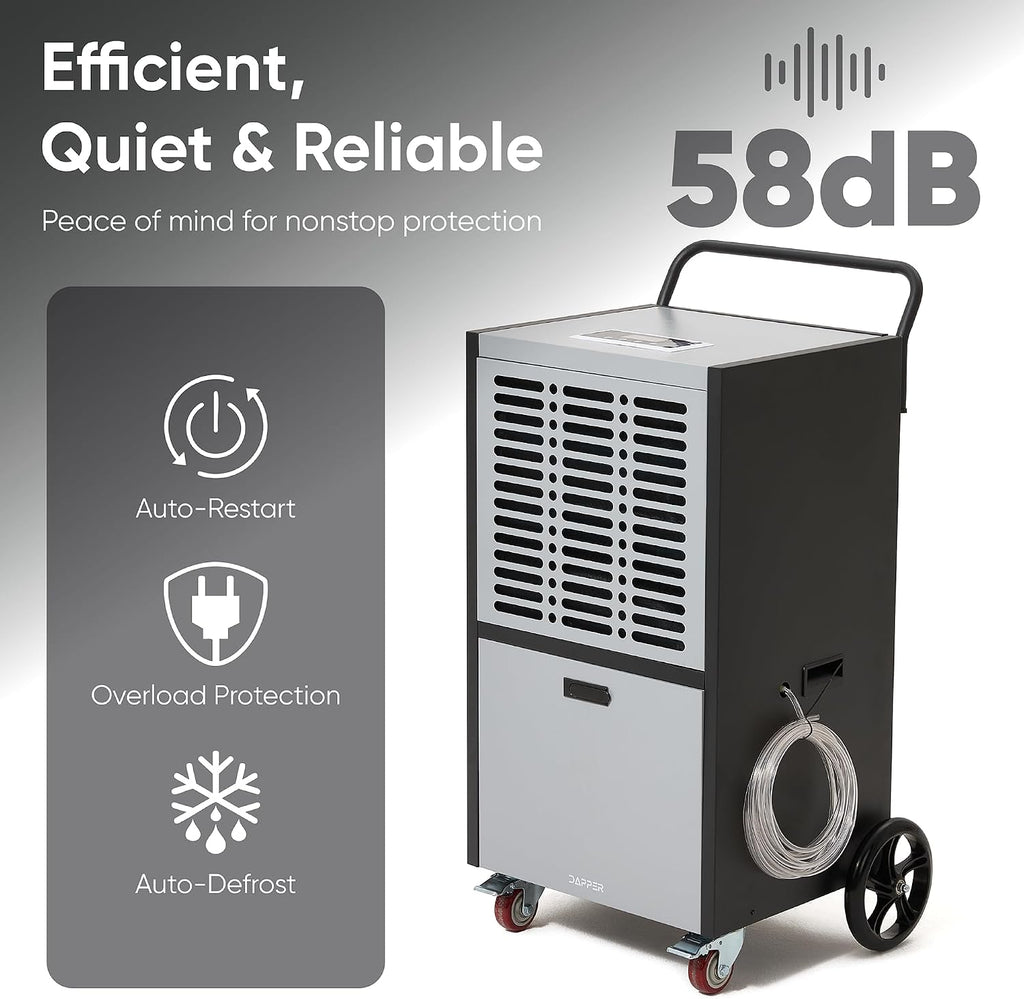 290 Pints Commercial Dehumidifier for Basements & Industrial Spaces – Built-In Pump, Drain Hose, Continuous Operation, 2-Speed Fan, 24000 Sq Ft Coverage
