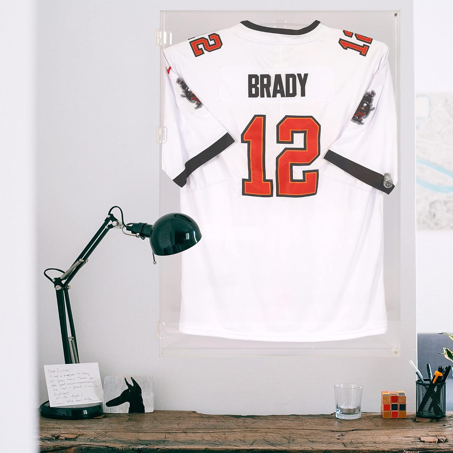 XL Large Football/Hockey Jersey Display Case Military Uniform Display Frame Police Uniform Motorcycle Jacket Shadow Box, 98% UV Protection (All Clear Acrylic Frame)