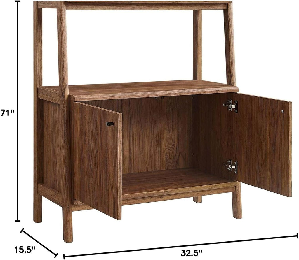 Modway 33' Bookshelf Display Case in Walnut