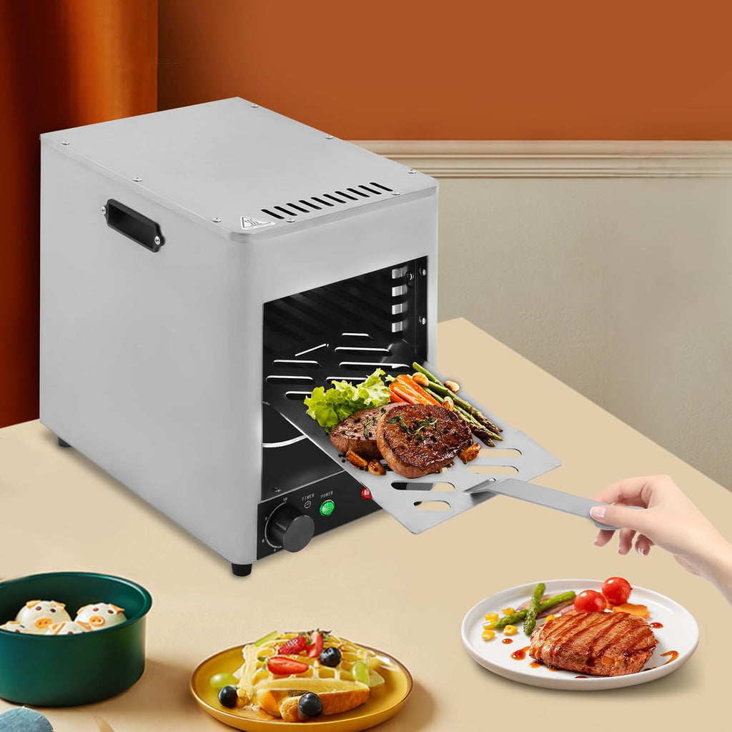 Electric Steak Broiler, 1700W Smokeless Indoor Grill with Tray Temperature Adjustable, Stainless Steel Steak Master Grill for Beef Chicken Fish Vegetables