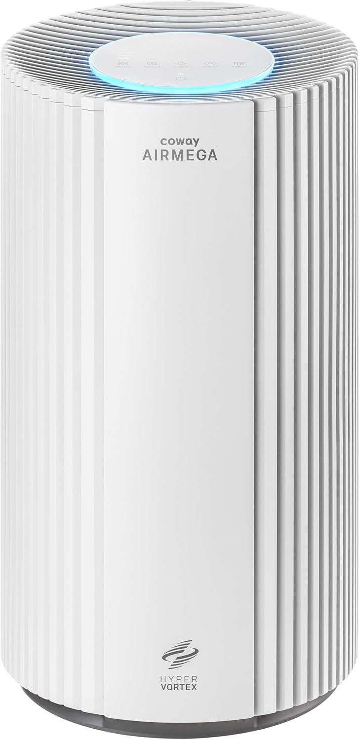 COWAY Air Purifier for Large Room Whole Home Up to 2,640 ft², HEPA Filter for Smoke, Allergen, Pet Dander, Odor, PM 10 AQI, Turbo Eco Mode, Timer, Energy Star, 3yr Warranty, Airmega 350 White
