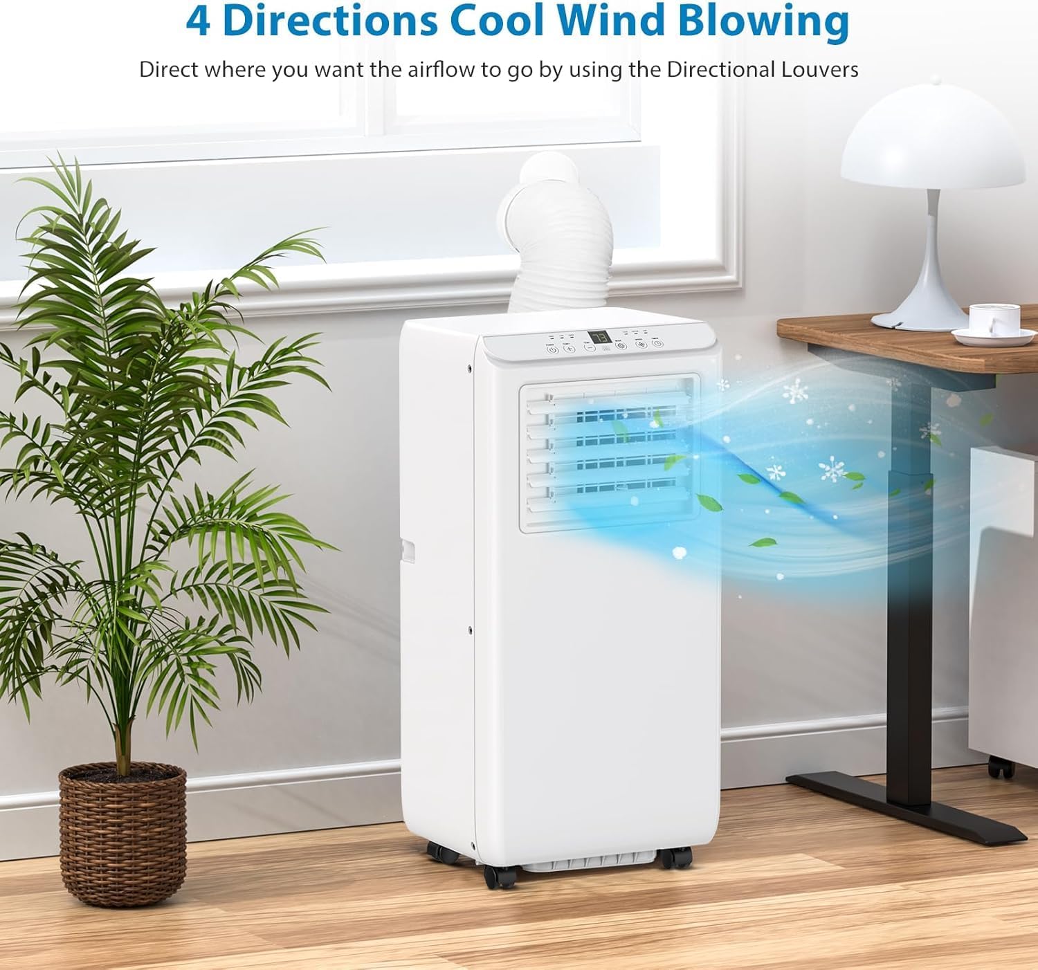 8000BTU Portable Air Conditioner, 3-In-1 Air Conditioner with Remote Control, Cooling, Dehumidifier and Fan, Cooling Area Up to 350 Sq. Ft. for Home, Office, Bedroom, White